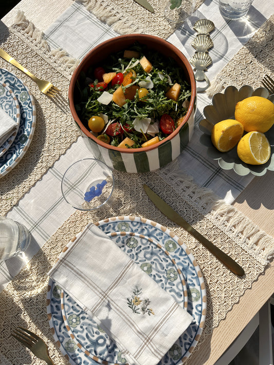 Assiette FLEUR (bleu et gris)