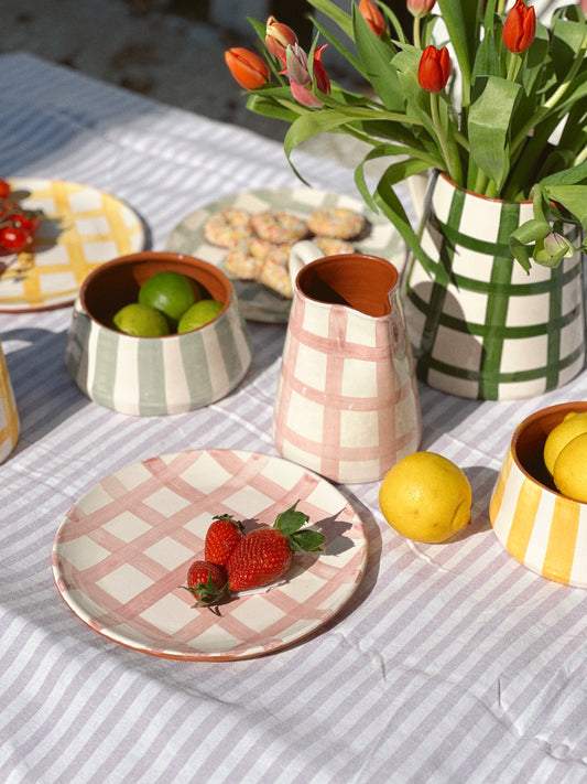 Petite assiette quadrillée - JAUNE