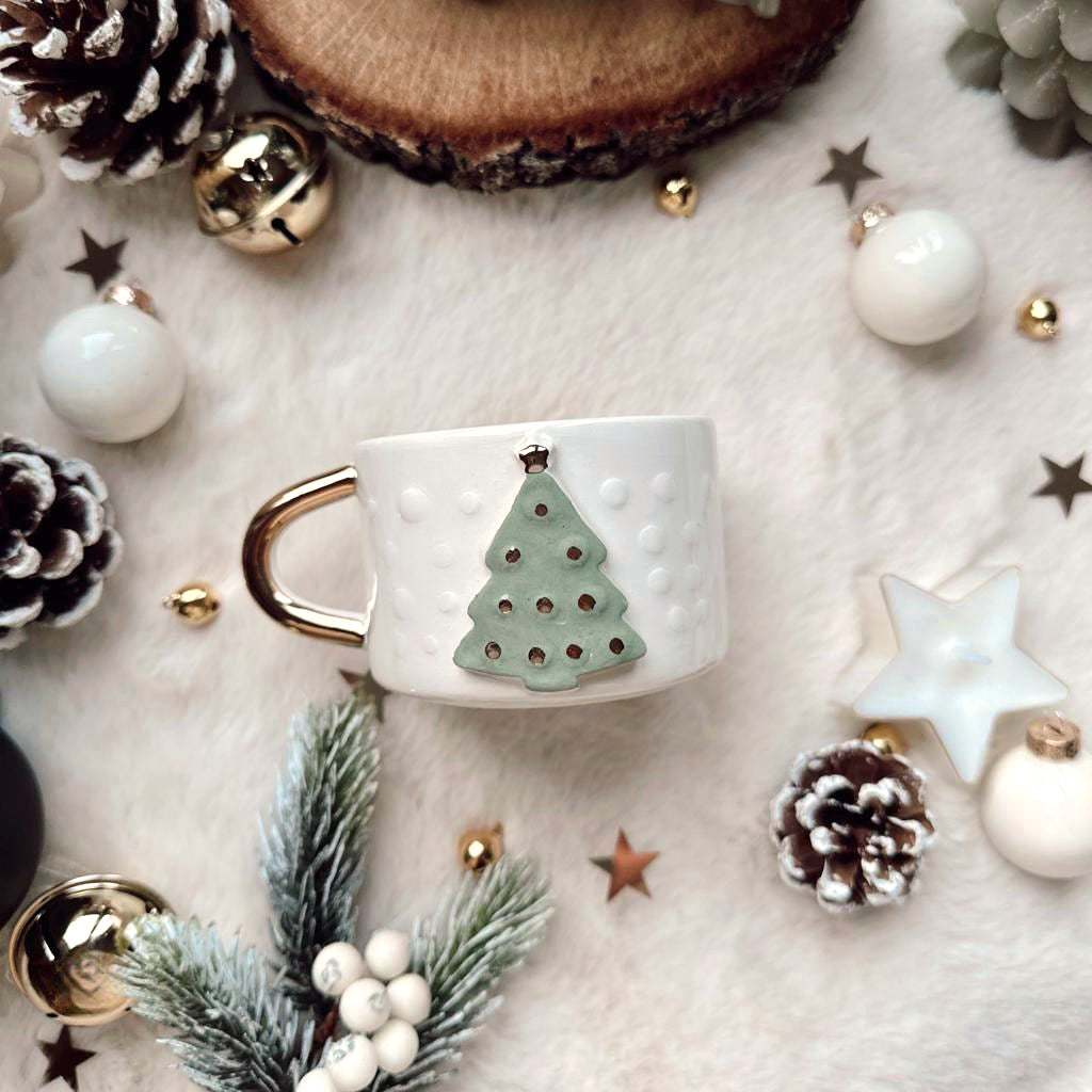 Tasse de Noël “Sapin” - anse dorée" 200ml
