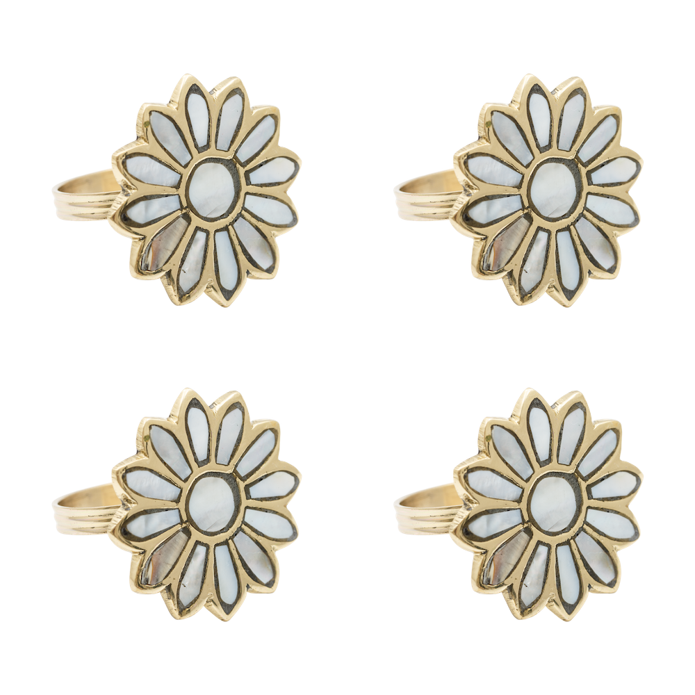 Ronds de serviette "Marguerite" en nacre