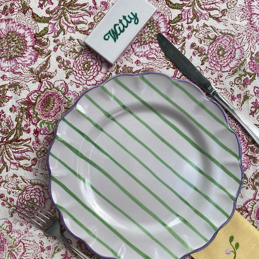 Assiette rayures vertes JOYOUS