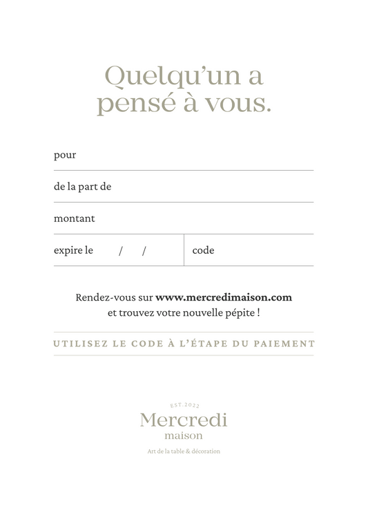Carte-cadeau Mercredi Maison
