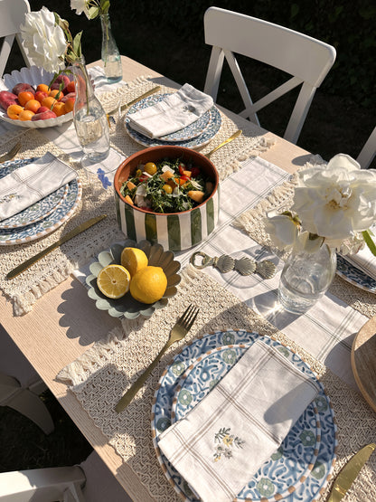 Assiette FLEUR (bleu et gris)