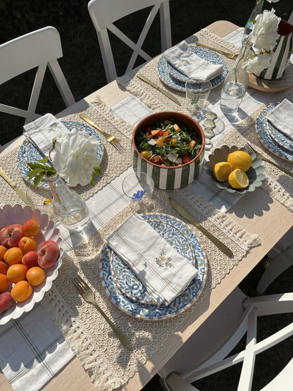 Assiette FLEUR (bleu et gris)