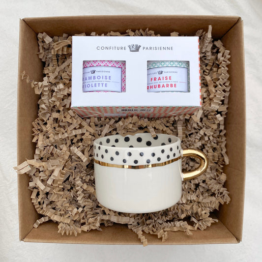 Box cadeau de Printemps | Tasse "Pois noirs" + duo confitures