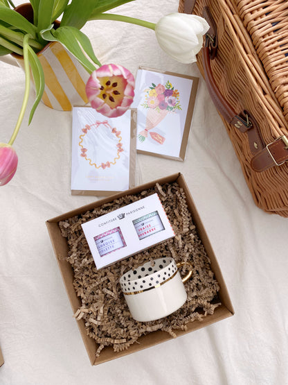 Box cadeau de Printemps | Tasse "Pois noirs" + duo confitures