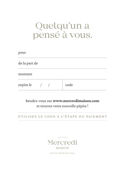 Carte-cadeau Mercredi Maison