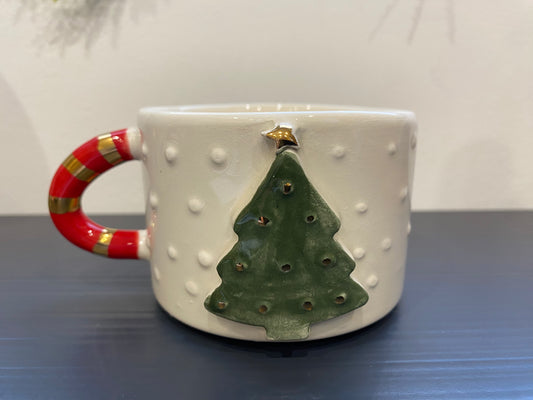 Tasse Sapin - anse rouge et doré 200ml (imperfection)