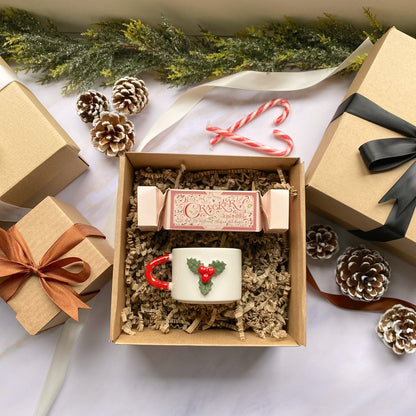 Box cadeau de Noël | Tasse "houx" + cracker thés